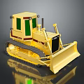 Yellow Bulldozer Functional Construction Vehicle With Green Windows Tracks And Blade