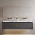 Modern Bathroom Vanity Cabinet with Double Sinks and Illuminated Mirror Sleek Design