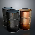Rusty Metal Edible Oil Barrels In Black Dark Gray And Copper With Rusty Texture