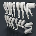 White Model 3D Figure Sculptures Showcasing Various Leg And Torso Poses