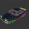 Sleek Dark Blue Two Door Coupe With Golden Rims And Modified Exterior Design