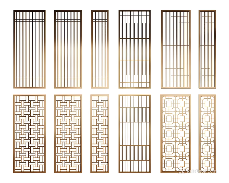 Decorative Room Partitions With Various Geometric Patterns And Modern Line Designs 3d model