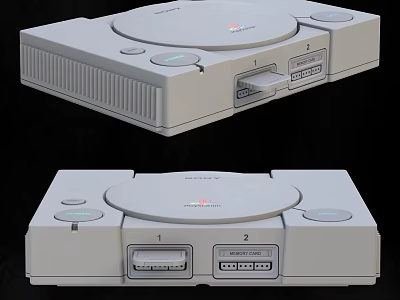 Classic Gray Retro Game Console With Dual Controller Ports Front And Top View 3d model