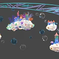 Colorful Mall Interior Hanging Decorations With Clouds Stars Castle And Balloons