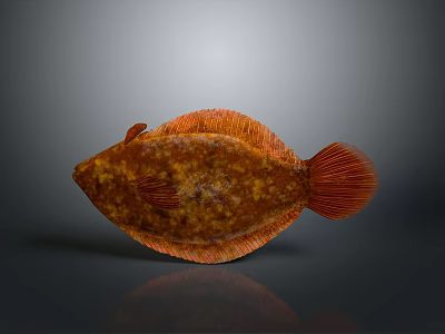 Orange Red Spotted Flat Aquatic Animal Fish with Unique Body Structure and Fins 3d model