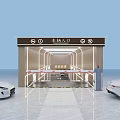 Luxury Modern Parking Garage Featuring White Sports Car Number 20 Geometric Wall Decor And Lighting
