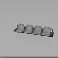 Industrial Four Seat Bench With Dark Metal Frame Upholstered Seats And Backrests