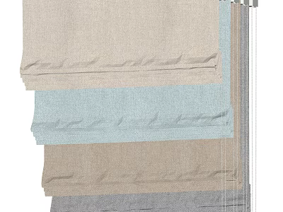 Natural Linen Curtains In Neutral Tones With Soft Textured Design 3d model