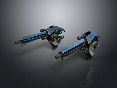Dual Futuristic Weapon Guns With Metallic Structure Barrel And Grip Details 3d model Dual Futuristic Weapon Guns With Metallic Structure Barrel And Grip Details 3d model