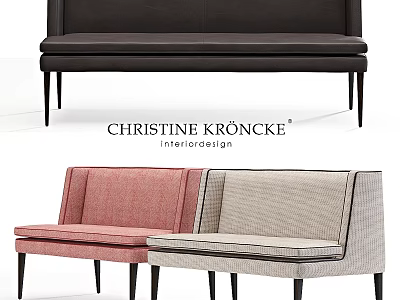 Modern Sofa Bench in Brown Pink and Beige for Interior Design 3d model