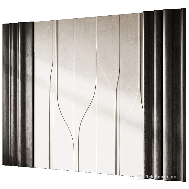 Modern Interior Wall Paneling Design With Sleek Wooden Texture And Decorative Lines 3d model 