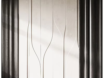 Modern Interior Wall Paneling Design With Sleek Wooden Texture And Decorative Lines 3d model