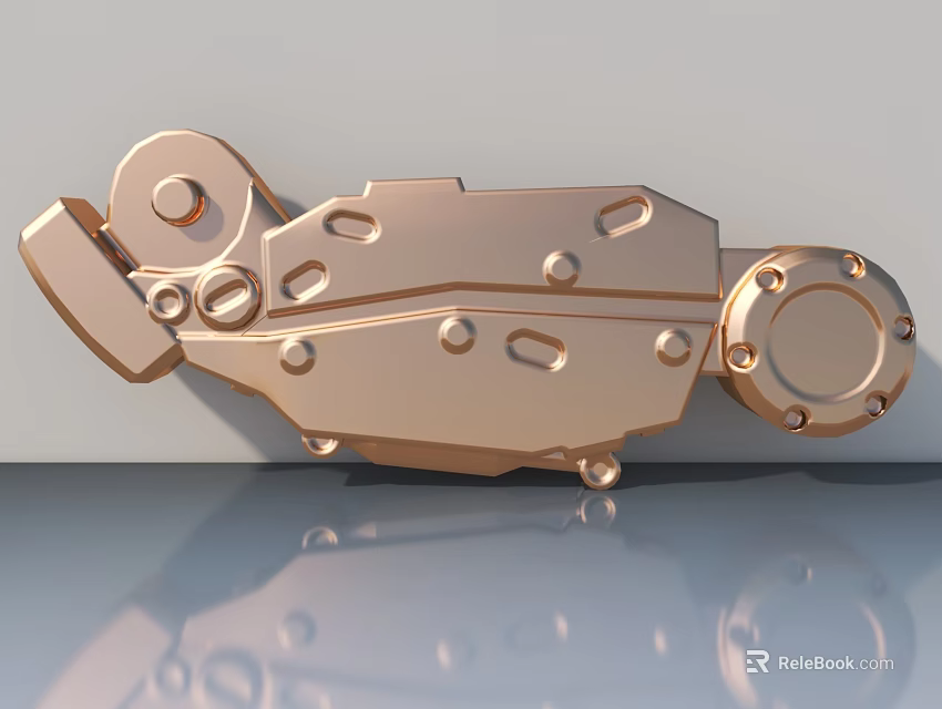 Modern Copper Swing Door With Intricate Metal Structure And Decorative Hinges 3d model 