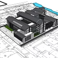 Modern Architectural Design Of Building Complex With Site Plan And Waterfront Area