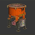 Industrial Orange Equipment With Metal Frame Top Mesh Screen And Motor Control Box