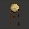 Elegant Antique Globe On Ornate Wooden Stand For Home Decor