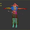 Warrior Character In Patterned Robe With Long Beard Wide Brimmed Hat And Sword Arms Outstretched