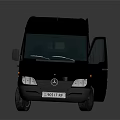 Black Mercedes Benz Van with Open Side Doors for Passenger Transport Modern Exterior