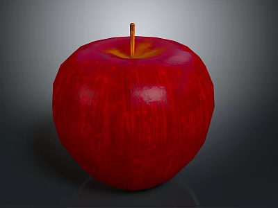 Juicy Ripe Red Apple With Shiny Vibrant Surface And Natural Stem 3d model