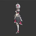 Fantasy Humanoid Maid Character With White Hair Pink Bows And Frilly Apron Design