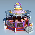 Commercial Amusement Ride Equipment with Candy Theme Purple Gold Decor Transparent Fencing and Stairs