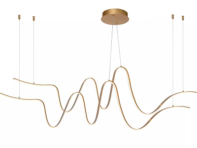Elegant Modern Golden Curved Wave Design Hanging Ceiling Pendant Light Fixture 3d model