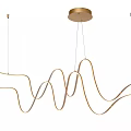 Elegant Modern Golden Curved Wave Design Hanging Ceiling Pendant Light Fixture
