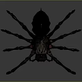 Fictional Spider Creature With Spiked Back Dark Exoskeleton Pink Accents And Long Legs