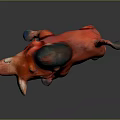 Cartoon Red Warthog 3D Model With Black Mane White Tusks And Tail