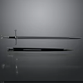 Medieval Weapon Sword With Polished Metal Blade Ornate Hilt And Sheath
