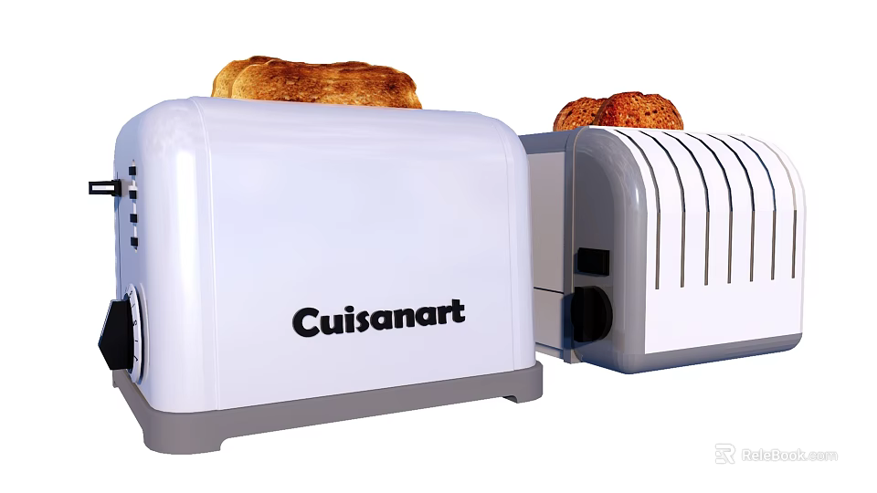 Two Cuisanart Toasters with Toasted Bread Slices as Modern Kitchen Appliances 3d model 