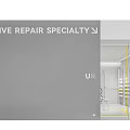 Modern Beauty Hair Salon Interior With White Counter Yellow Accents And Product Displays