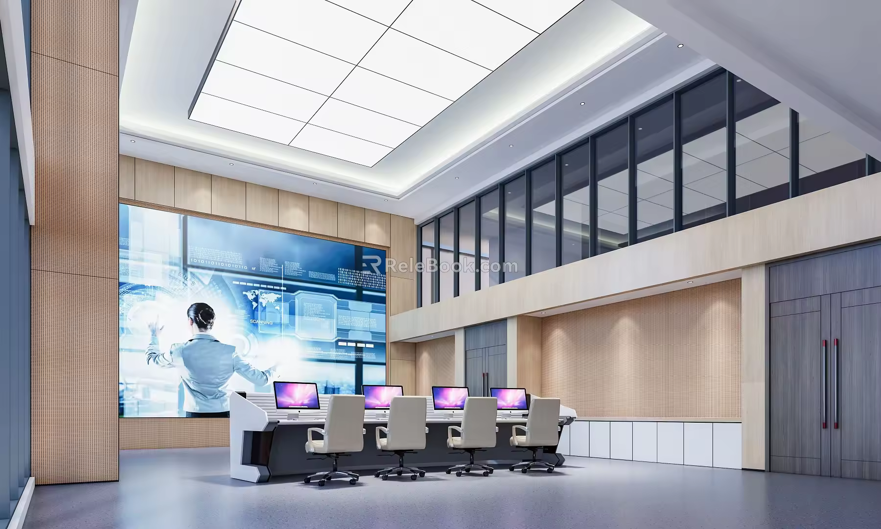 Command Room of Modern Monitoring Room 3d model