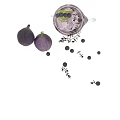 Refreshing Purple Fruit Infused Drink in Mason Jar with Blueberries Figs Lime Thyme and Ice
