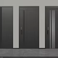 Three Black Modern Security Doors With Sleek Design Metal Handles And Frames 3d model
