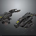 Futuristic Sci Fi Spacecraft Design With Detailed Metal Structures And Engines