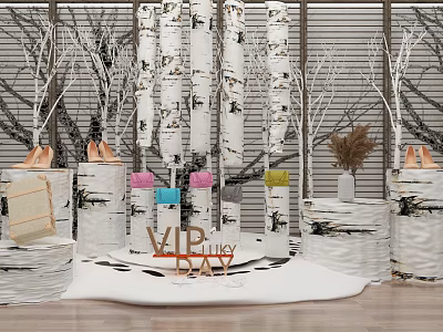 Trunks Birch Snow Scene Branches Dead Tree Products Clothing Display Column Display US Chen Commercial Activities 3d model