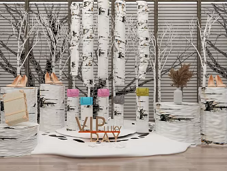 Trunks Birch Snow Scene Branches Dead Tree Products Clothing Display Column Display US Chen Commercial Activities 3d model