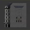 European Style Multi Story Building With Gray Roof Stone Facade And Multiple Windows