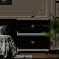 Elegant Modern Bedroom Storage Cabinet With Glass Door Drawers And Decorative Items