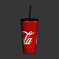 Classic Red Coca Cola Beverage Cup With Plastic Straw And Secure Lid 3d model