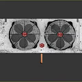 Computer Cooling Radiator with Dual Fans Metal Casing and Red Logo Design