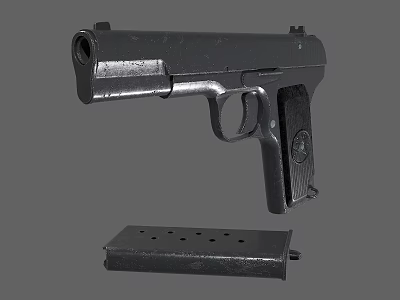 Semi Automatic Handgun With Detachable Magazine And Classic Metal Design 3d model