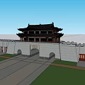 Ancient building city gate commercial 3d model