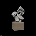 Abstract Wooden Sculpture Carving With Curved Hollow Geometric Design On Wooden Base