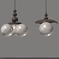 Modern Wooden Pendant Lights With Brown Decorative Balls And White Spherical Shades