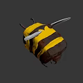 Game Animated Bee Character With Yellow Black Stripes Large Eyes And Wings