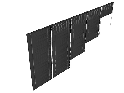 Modern Black Venetian Blinds Slatted Design For Window Covering Multiple Panels 3d model