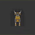 Mechanical Dinosaur Game Movie Character With Gray Yellow Armor And Horned Design