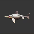 3D Model of Shark Creature Character With Silver Body Pink Eyes and Sharp Teeth